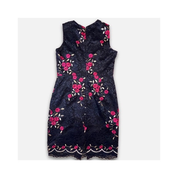 Dkny Dresses & Skirts - DKNY Navy Blue with Pink & White Flowers Elegant Lace Dress Fully Lined